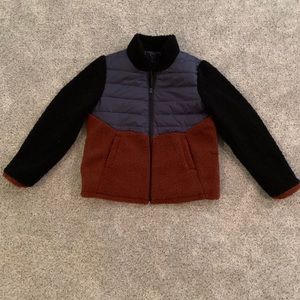 Rebadress Stand Collar Fleece Splice Down Coat